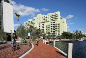 Part of the Fort Lauderdale Riverwalk, which is filled with restaurants and parks.