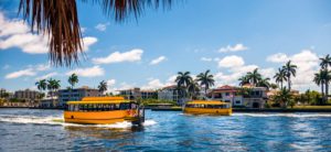 The view of a Fort Lauderdale water taxi, which makes stops throughout town.